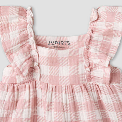 Juniors Square Neck Sleeveless Dress with Bloomers