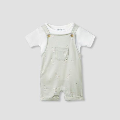 Juniors Giraffe Print Dungaree and T-shirt Set