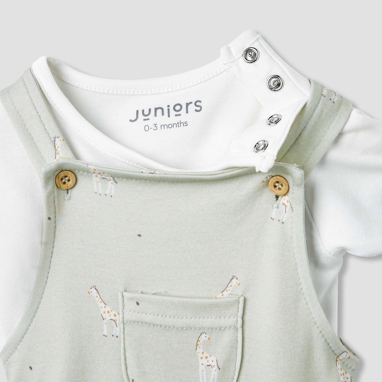 Juniors Giraffe Print Dungaree and T-shirt Set