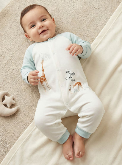 Juniors Cotton Round Neck Long Sleeve Sleepsuit with Giraffe Print-baby-boys-clothing-nightwear-sleepsuits-image-1