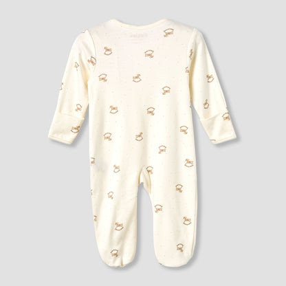 Giggles Cotton Round Neck Long Sleeves Sleepsuit with Rocking Horse Print