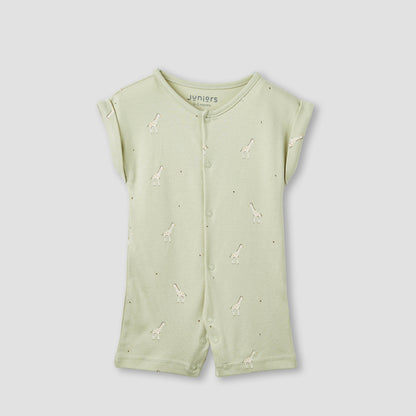 Juniors Giraffe Print Romper with Extended Sleeves