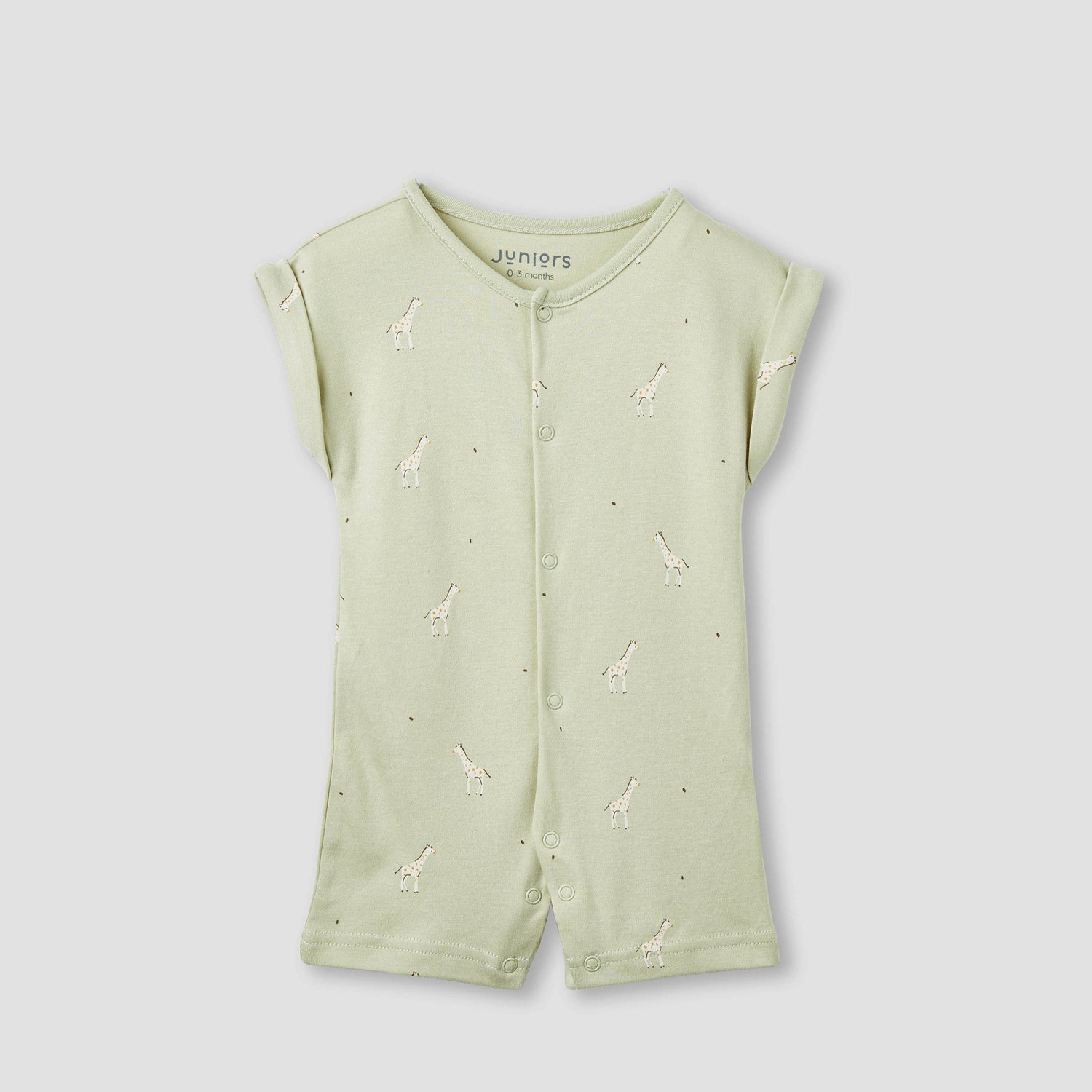 Juniors Giraffe Print Romper with Extended Sleeves