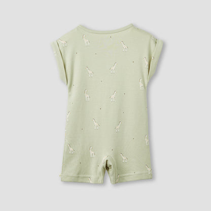 Juniors Giraffe Print Romper with Extended Sleeves