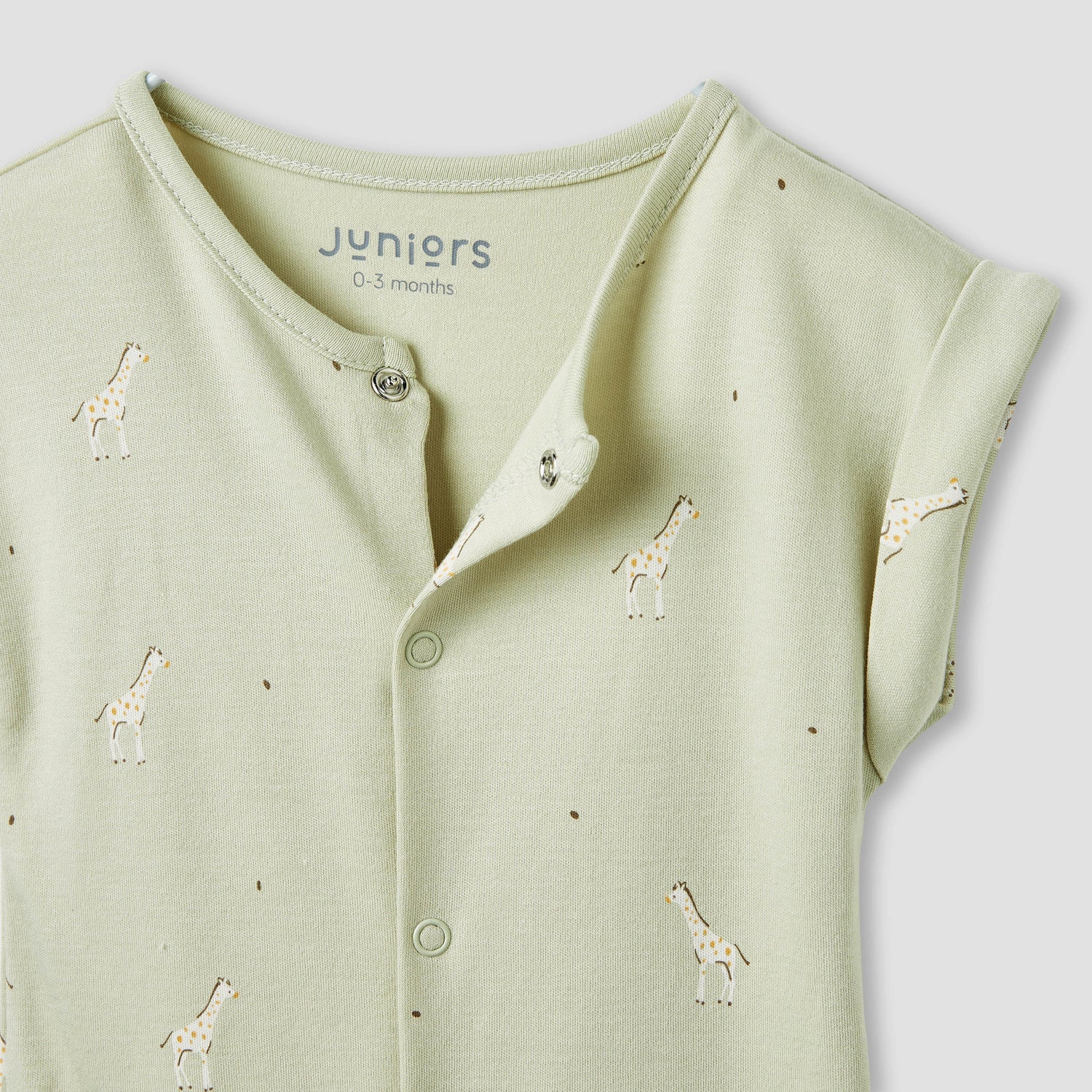 Juniors Giraffe Print Romper with Extended Sleeves