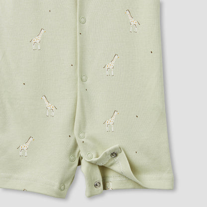 Juniors Giraffe Print Romper with Extended Sleeves