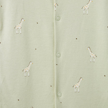 Juniors Giraffe Print Romper with Extended Sleeves