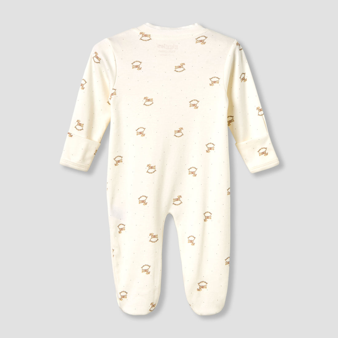 Giggles Cotton Round Neck Long Sleeves Sleepsuit with Rocking Horse Print