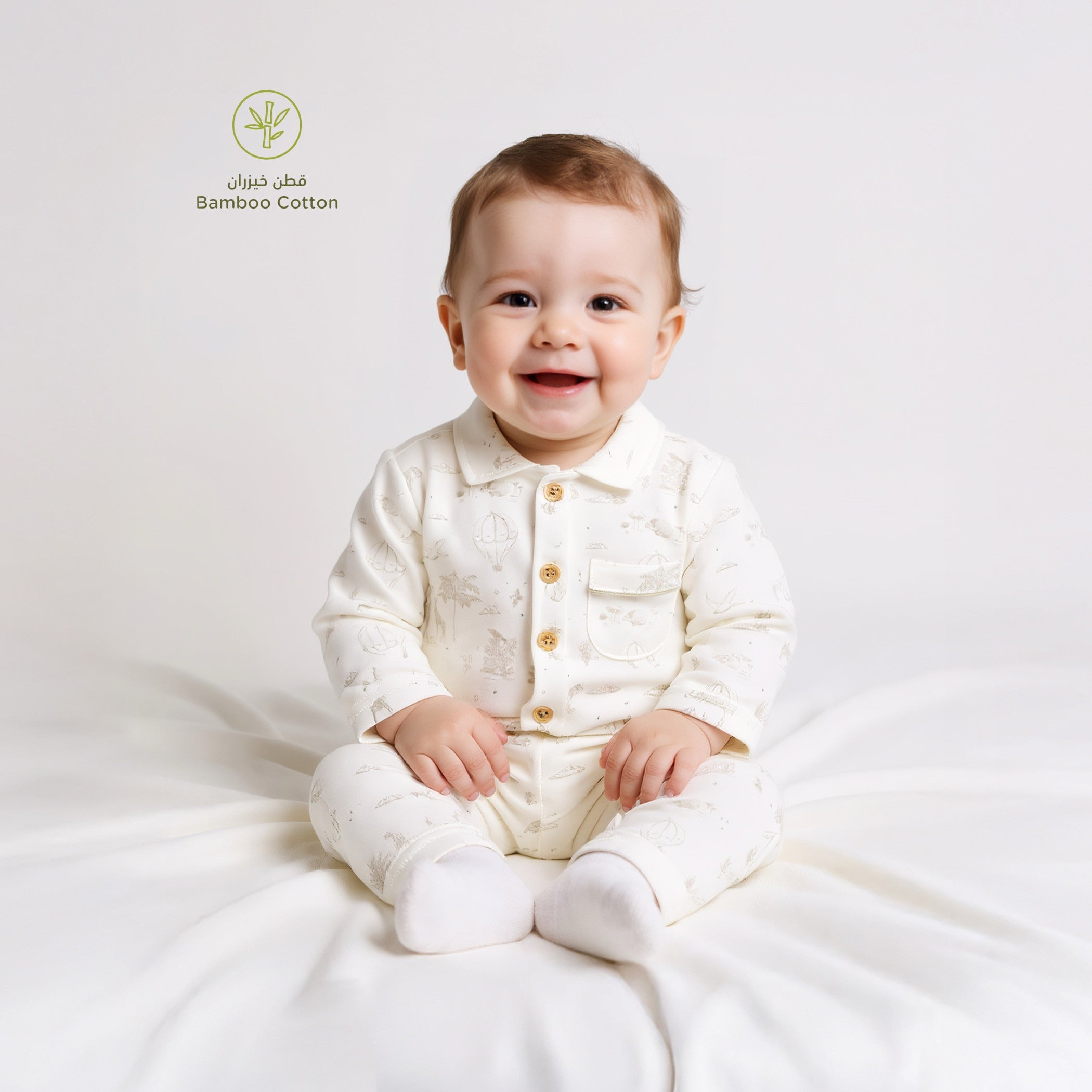 Juniors Printed Shirt and Pyjama Set - White / 12-18 mths
