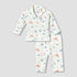 Juniors Cotton Collared Long Sleeve Pyjama Set with Animal Print - White / 12-18 mths