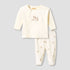 Giggles Cotton Round Neck Long Sleeves Pyjama Set with Rocking Horse Embroidery - Cream / 12-18 mths