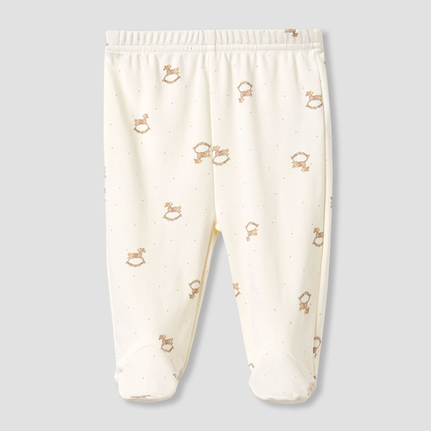 Giggles Cotton Round Neck Long Sleeves Pyjama Set with Rocking Horse Embroidery