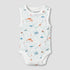 Juniors Round Neck Sleeveless Bodysuit with Safari Print - White / 12-18 mths