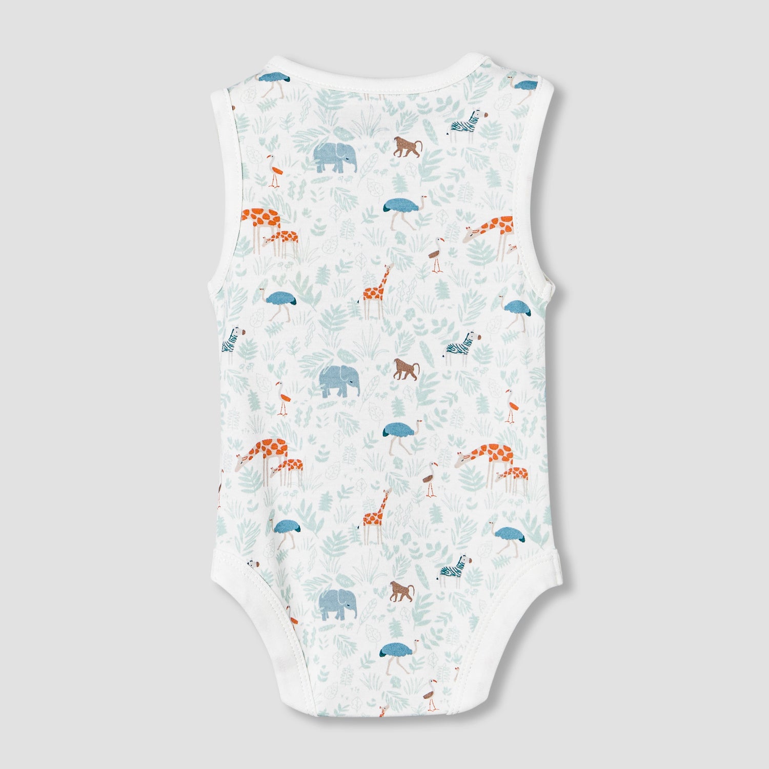 Juniors Round Neck Sleeveless Bodysuit with Safari Print