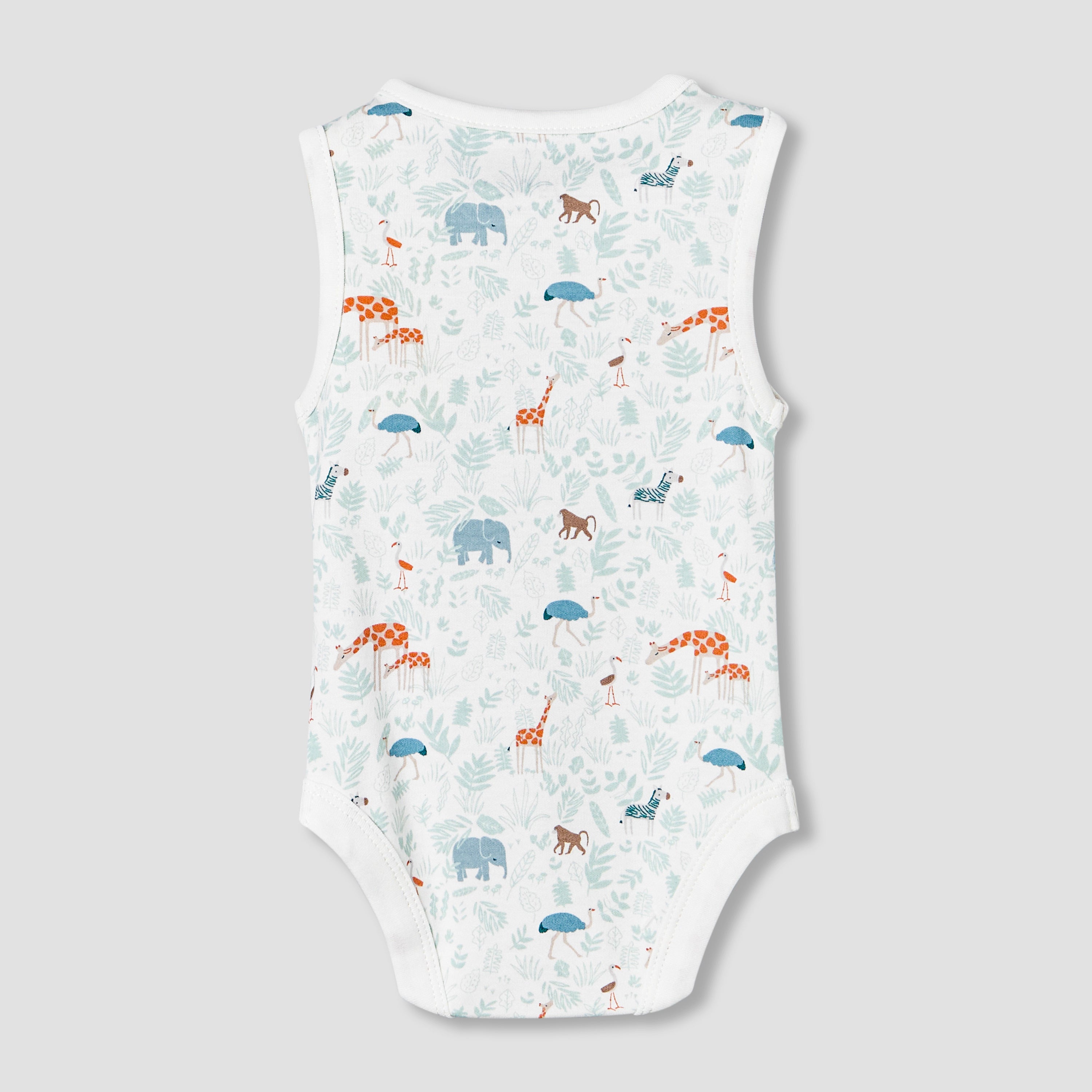 Juniors Round Neck Sleeveless Bodysuit with Safari Print