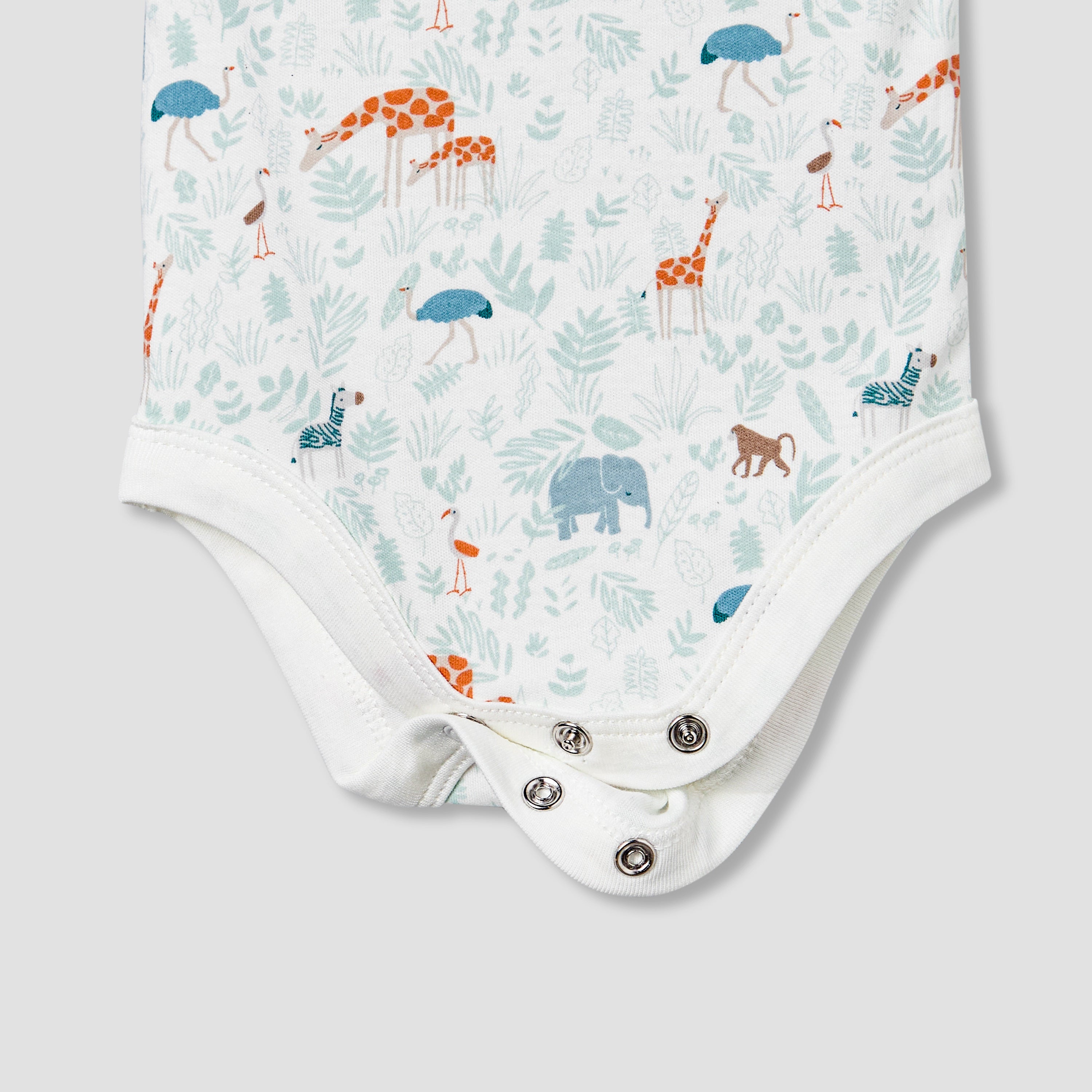 Juniors Round Neck Sleeveless Bodysuit with Safari Print