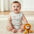 Juniors Round Neck Sleeveless Bodysuit with Safari Print - White / 12-18 mths