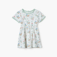 Juniors Bunny Print A-line Dress with Round Neck and Short Sleeves-undefined-image-1