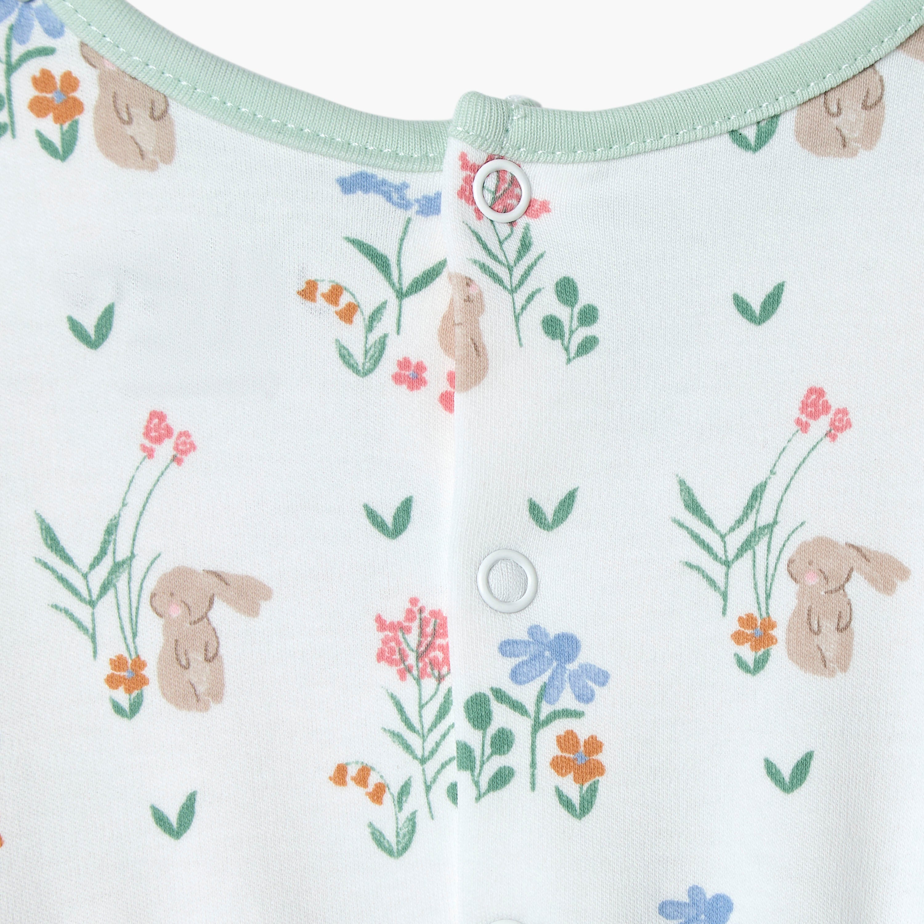 Juniors Bunny Print A-line Dress with Round Neck and Short Sleeves