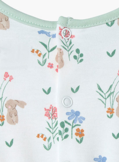 Juniors Bunny Print A-line Dress with Round Neck and Short Sleeves-baby-girls-clothing-dressesandjumpsuits-image-5