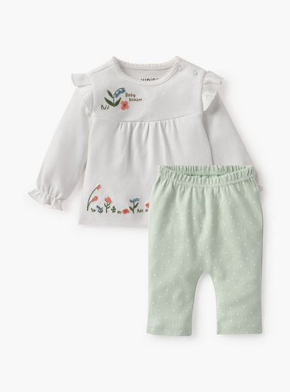 Juniors Embroidered Top and Pyjama Set-baby-girls-clothing-nightwear-pyjamasets-image-1