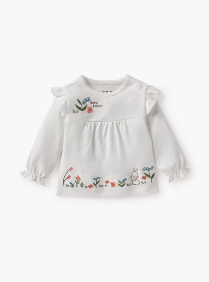 Juniors Embroidered Top and Pyjama Set-baby-girls-clothing-nightwear-pyjamasets-image-2