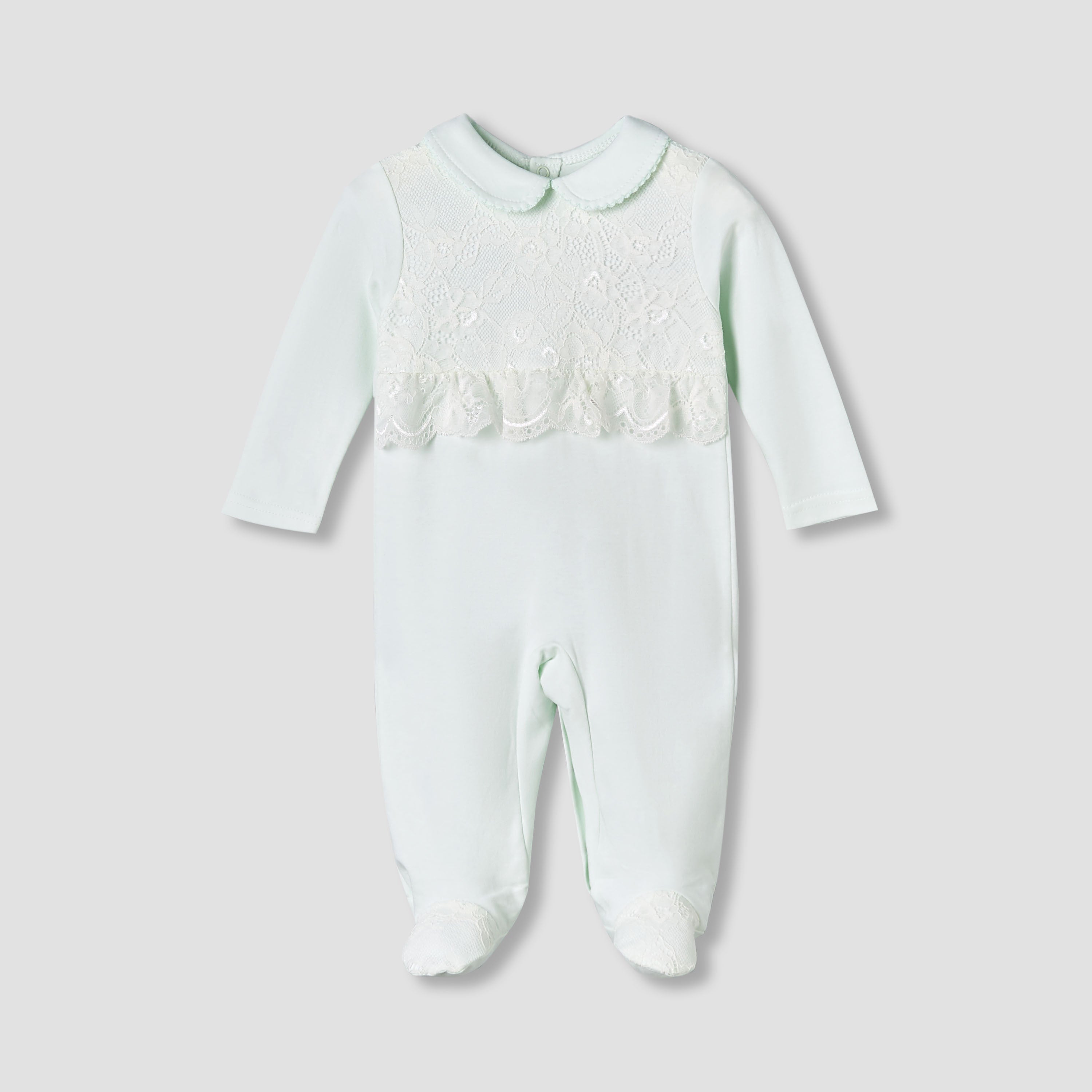 Giggles Cotton Collared Long Sleeves Sleepsuit with Snap Button Closure
