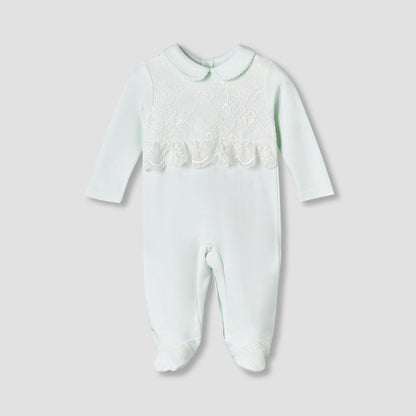 Giggles Cotton Collared Long Sleeves Sleepsuit with Snap Button Closure