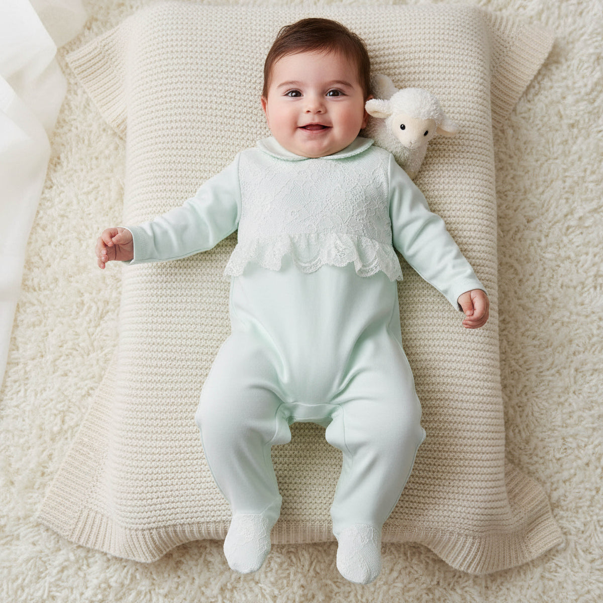 Giggles Cotton Collared Long Sleeves Sleepsuit with Snap Button Closure