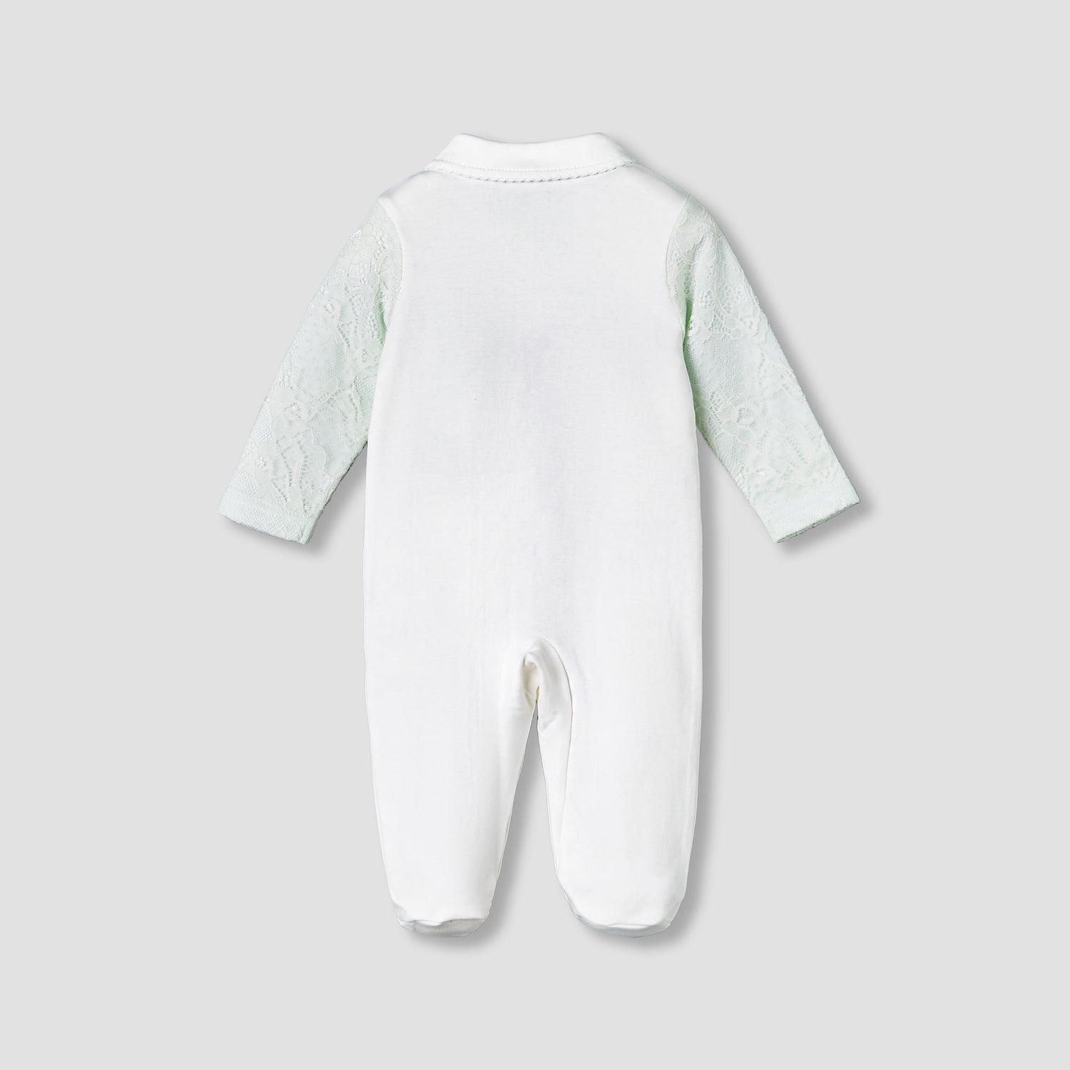 Giggles Cotton Collared Long Sleeves Sleepsuit with Lace Detail