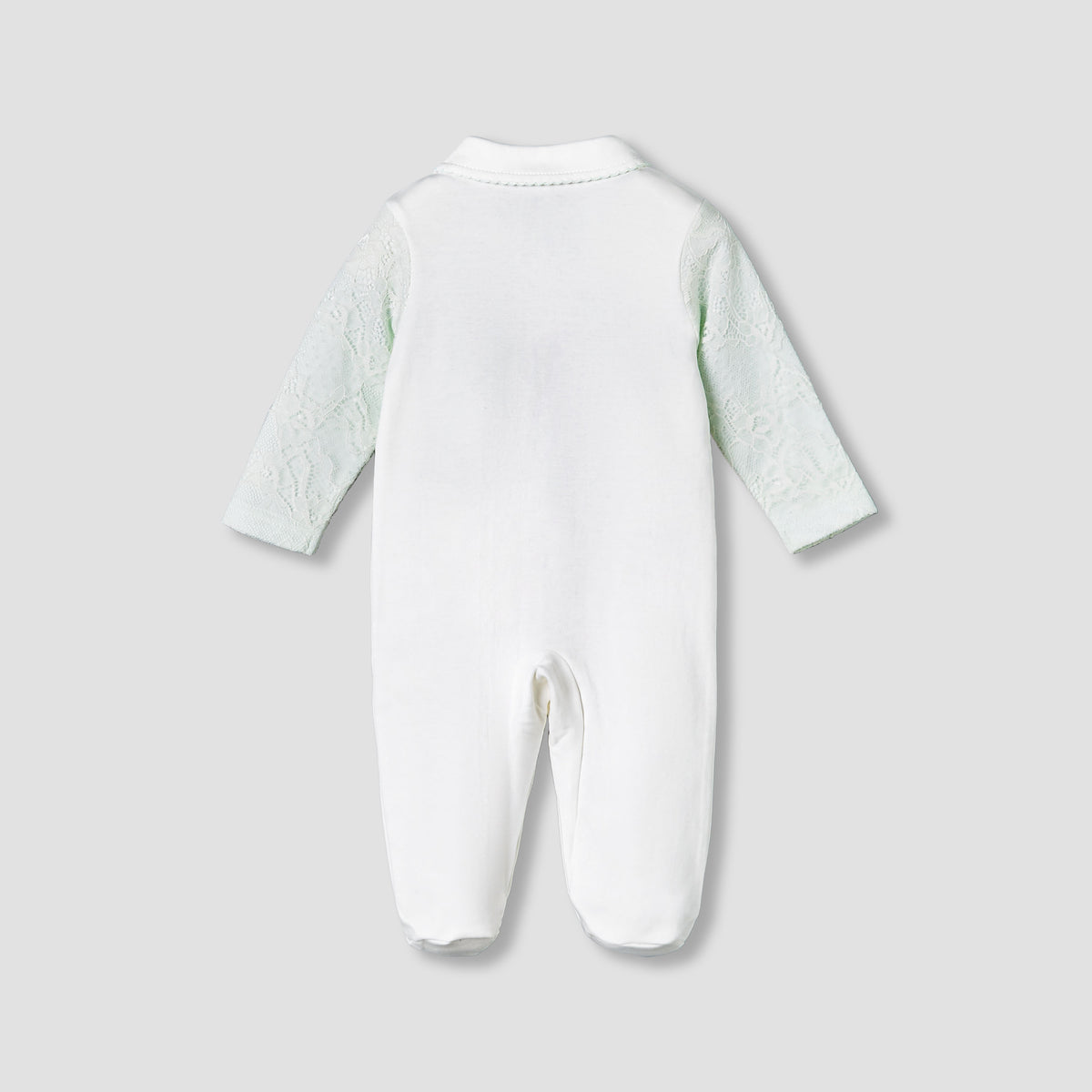 Giggles Cotton Collared Long Sleeves Sleepsuit with Lace Detail