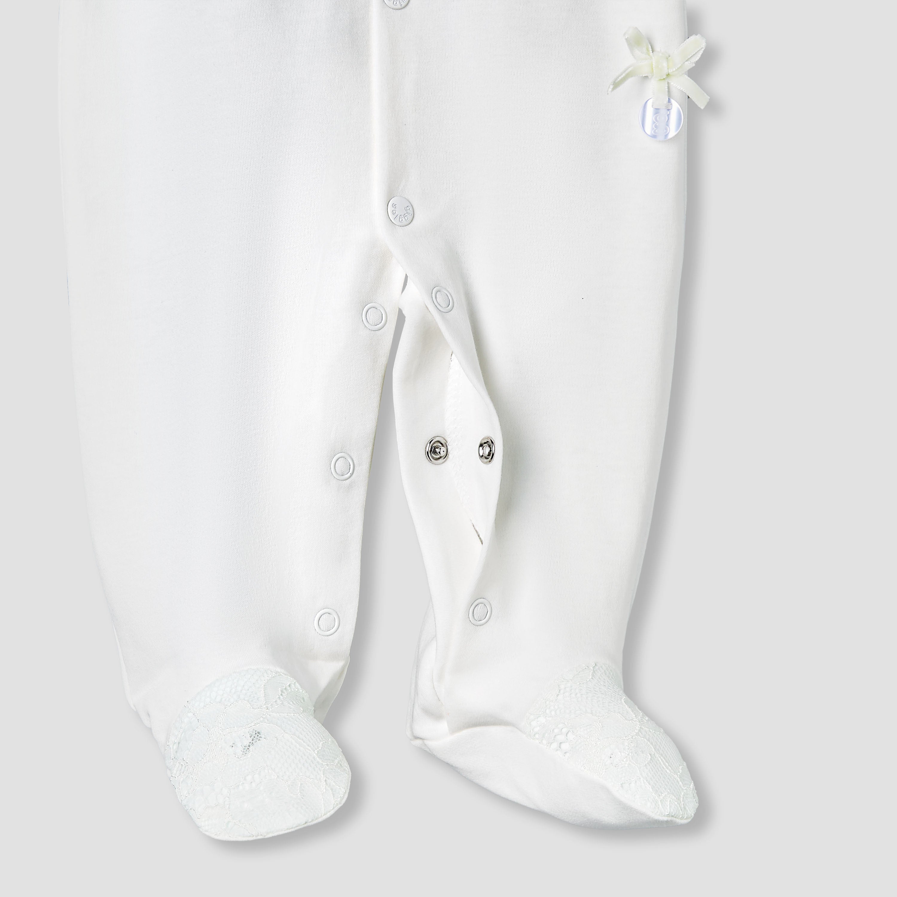 Giggles Cotton Collared Long Sleeves Sleepsuit with Lace Detail