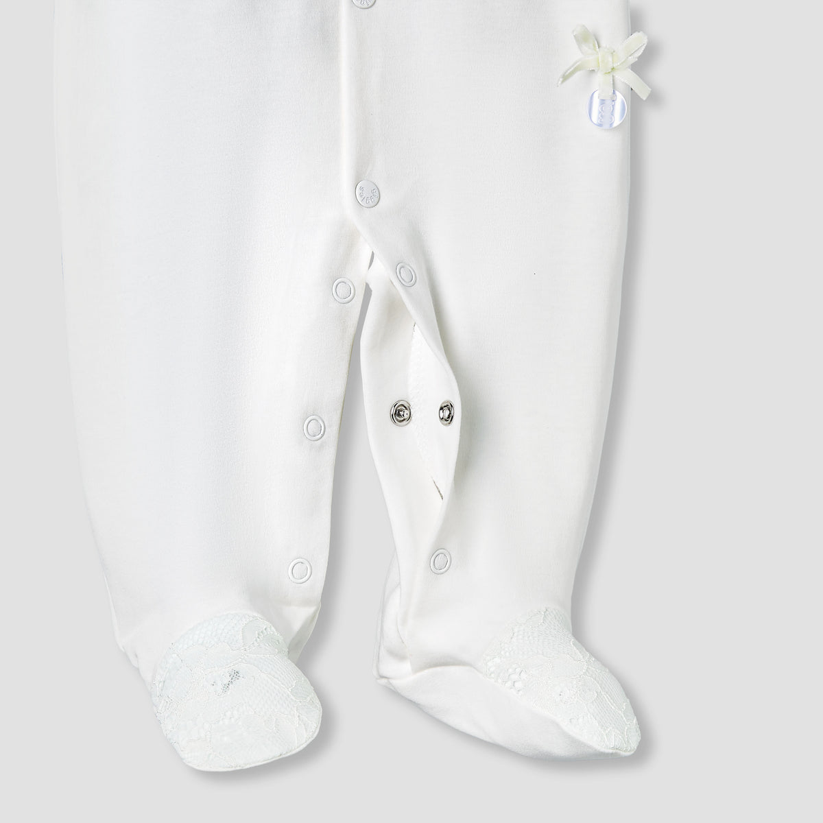 Giggles Cotton Collared Long Sleeves Sleepsuit with Lace Detail