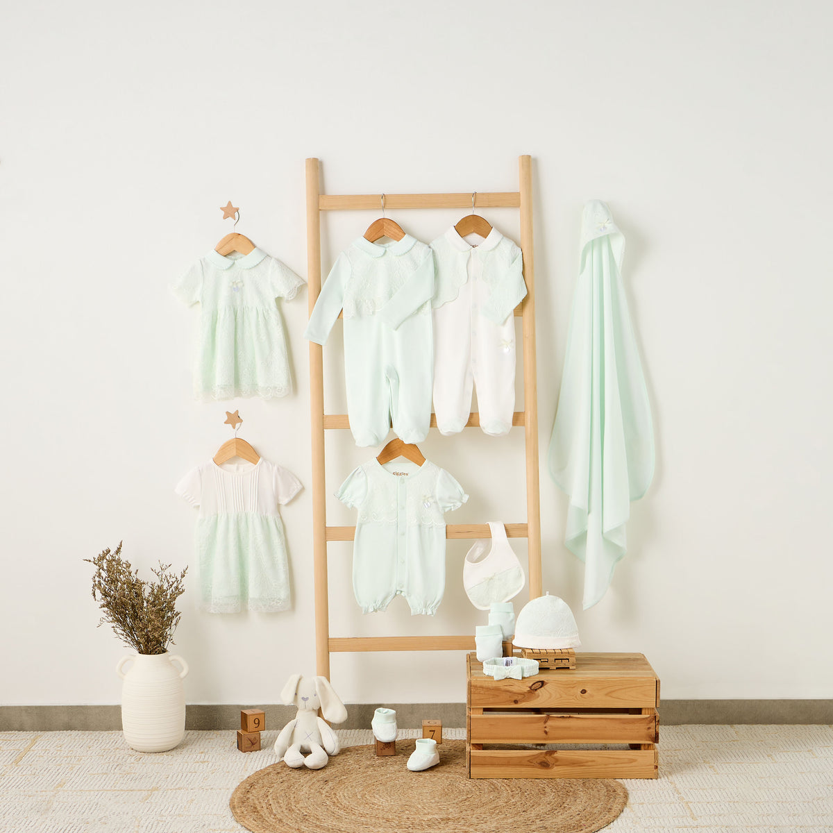 Giggles Cotton Collared Long Sleeves Sleepsuit with Lace Detail