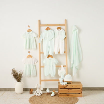 Giggles Cotton Collared Long Sleeves Sleepsuit with Lace Detail