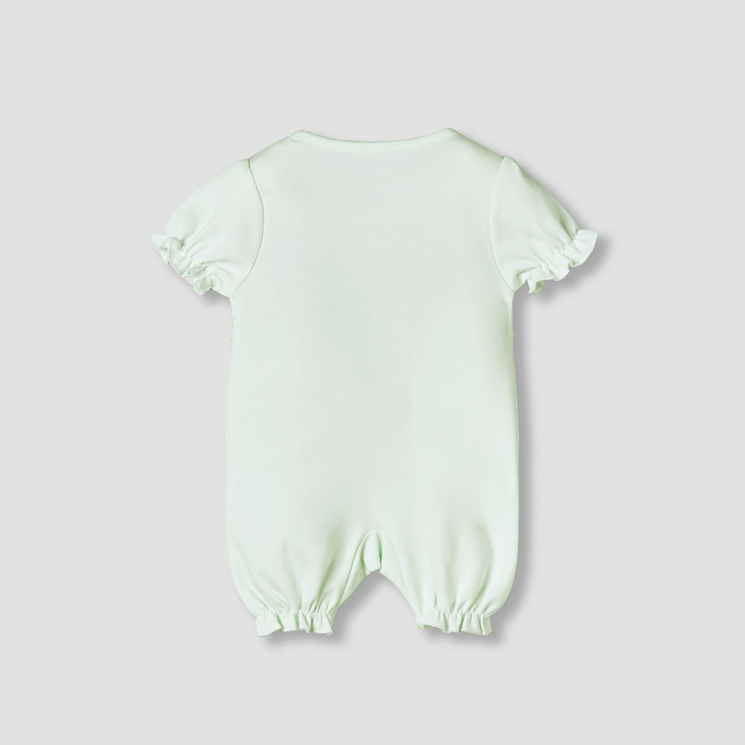 Giggles Round Neck Short Sleeves Romper with Lace Detail