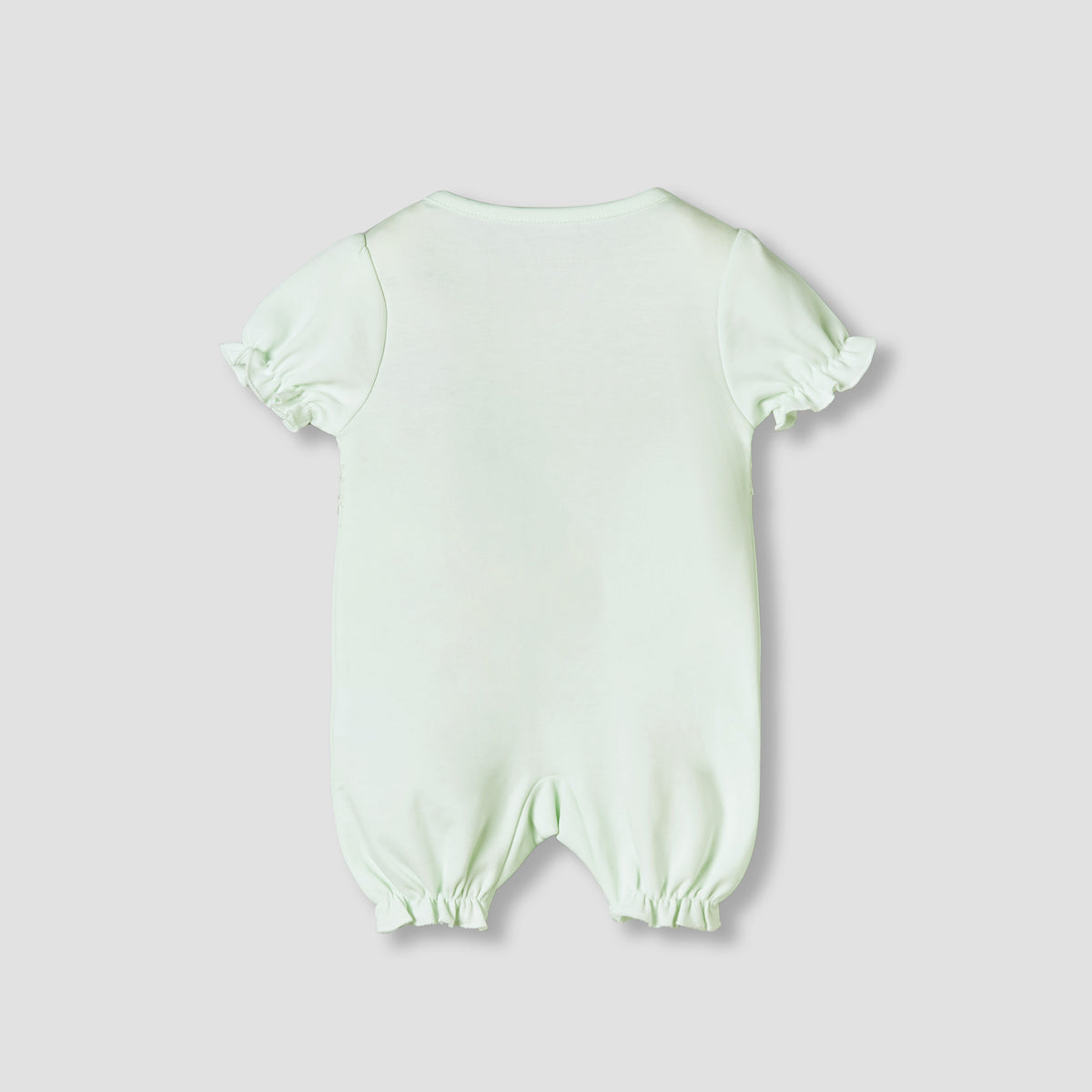 Giggles Round Neck Short Sleeves Romper with Lace Detail