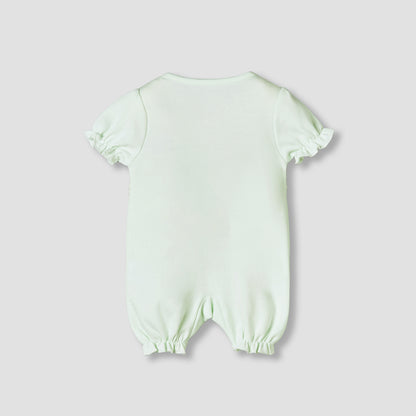 Giggles Round Neck Short Sleeves Romper with Lace Detail
