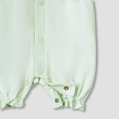 Giggles Round Neck Short Sleeves Romper with Lace Detail