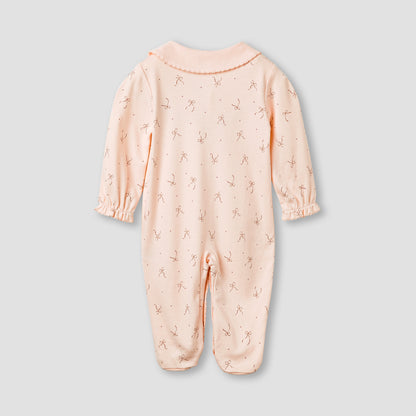Juniors Bow Print Closed Feet Sleepsuit with Long Sleeves