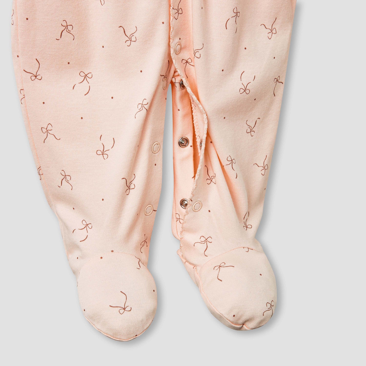Juniors Bow Print Closed Feet Sleepsuit with Long Sleeves