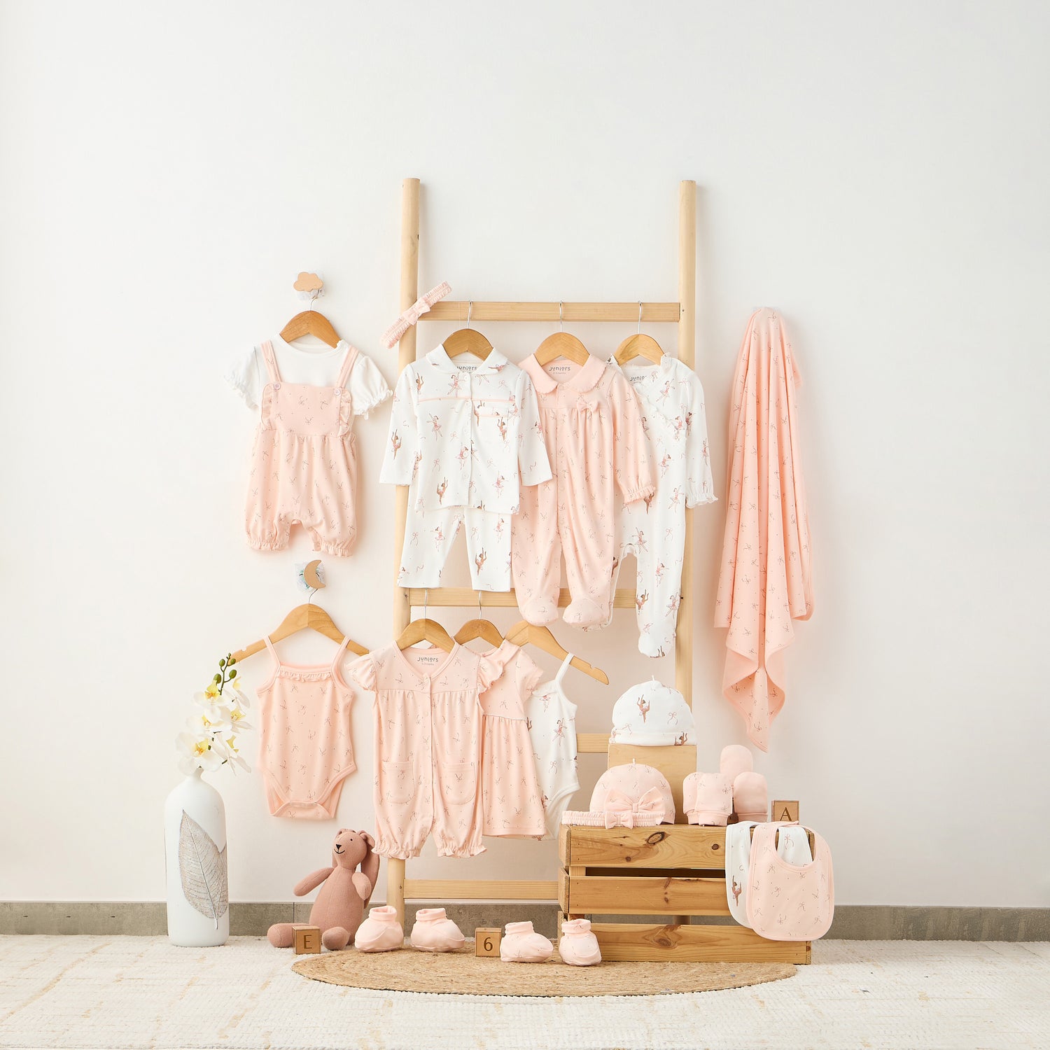 Juniors Bow Print Closed Feet Sleepsuit with Long Sleeves