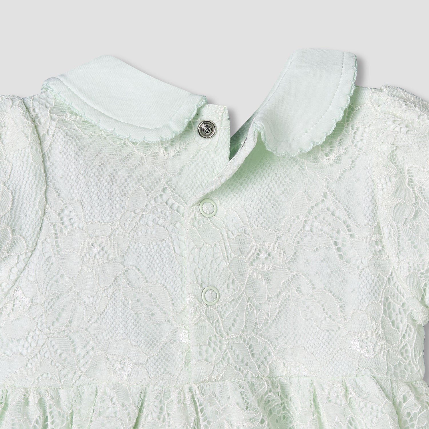 Giggles Peter Pan Collar Short Sleeves A-Line Dress with Lace Detail