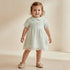 Giggles Peter Pan Collar Short Sleeves A-Line Dress with Lace Detail - Green / 12-18 mths