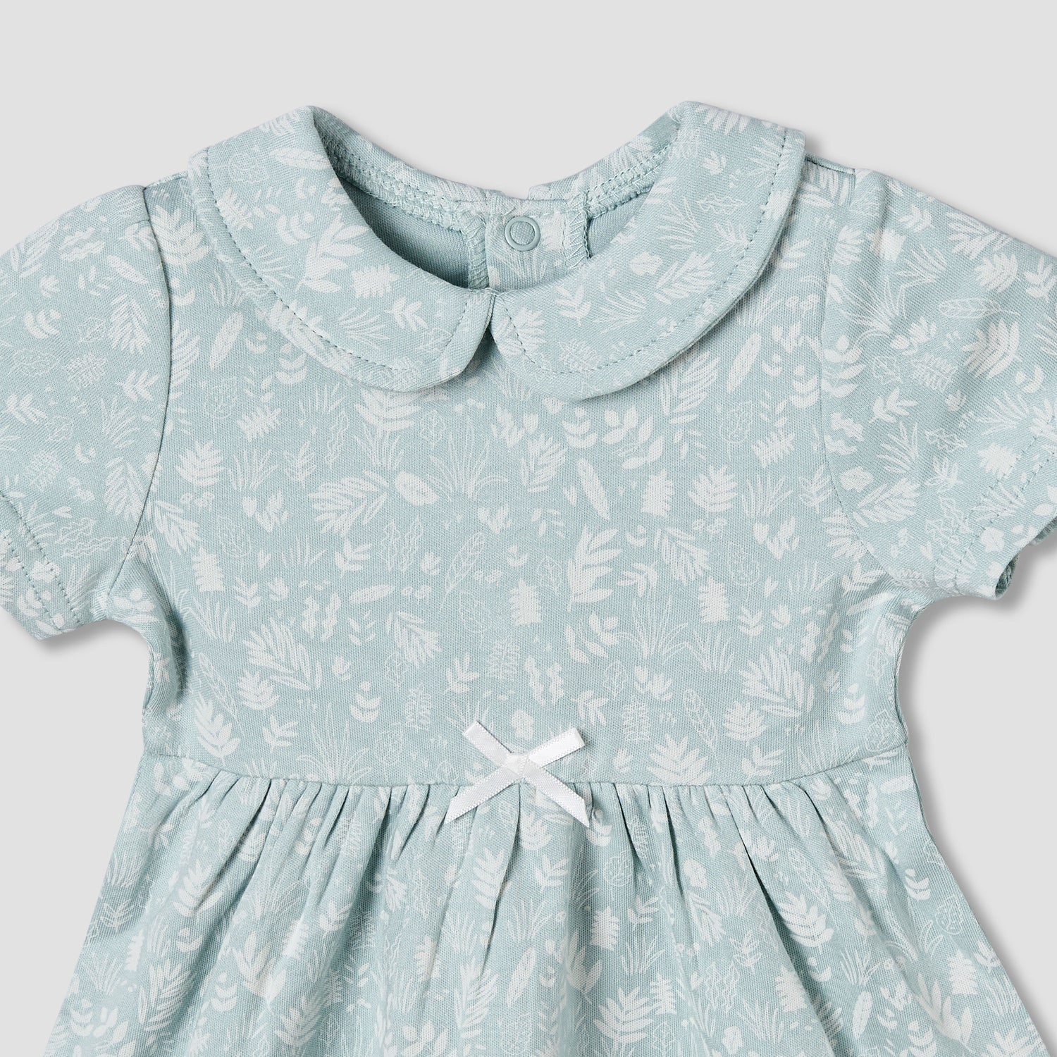 Juniors Peter Pan Collar Short Sleeve A-line Dress with Floral Print