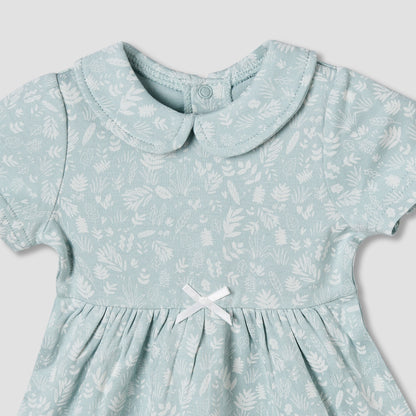Juniors Peter Pan Collar Short Sleeve A-line Dress with Floral Print