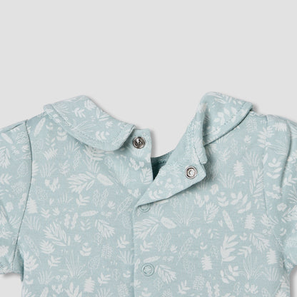 Juniors Peter Pan Collar Short Sleeve A-line Dress with Floral Print