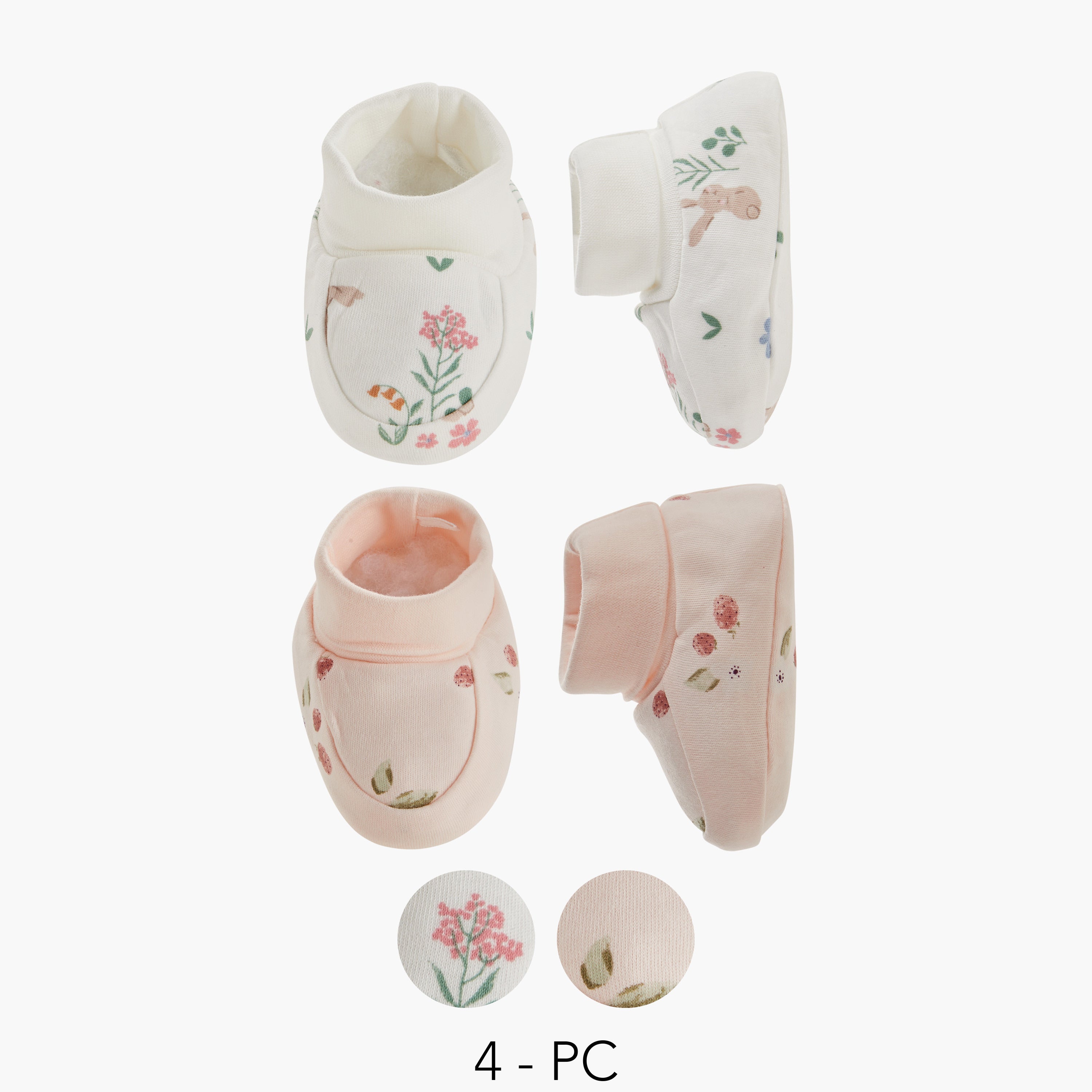 Juniors Printed Slip-On Booties - Set of 2 - Pink / 0-6 mths