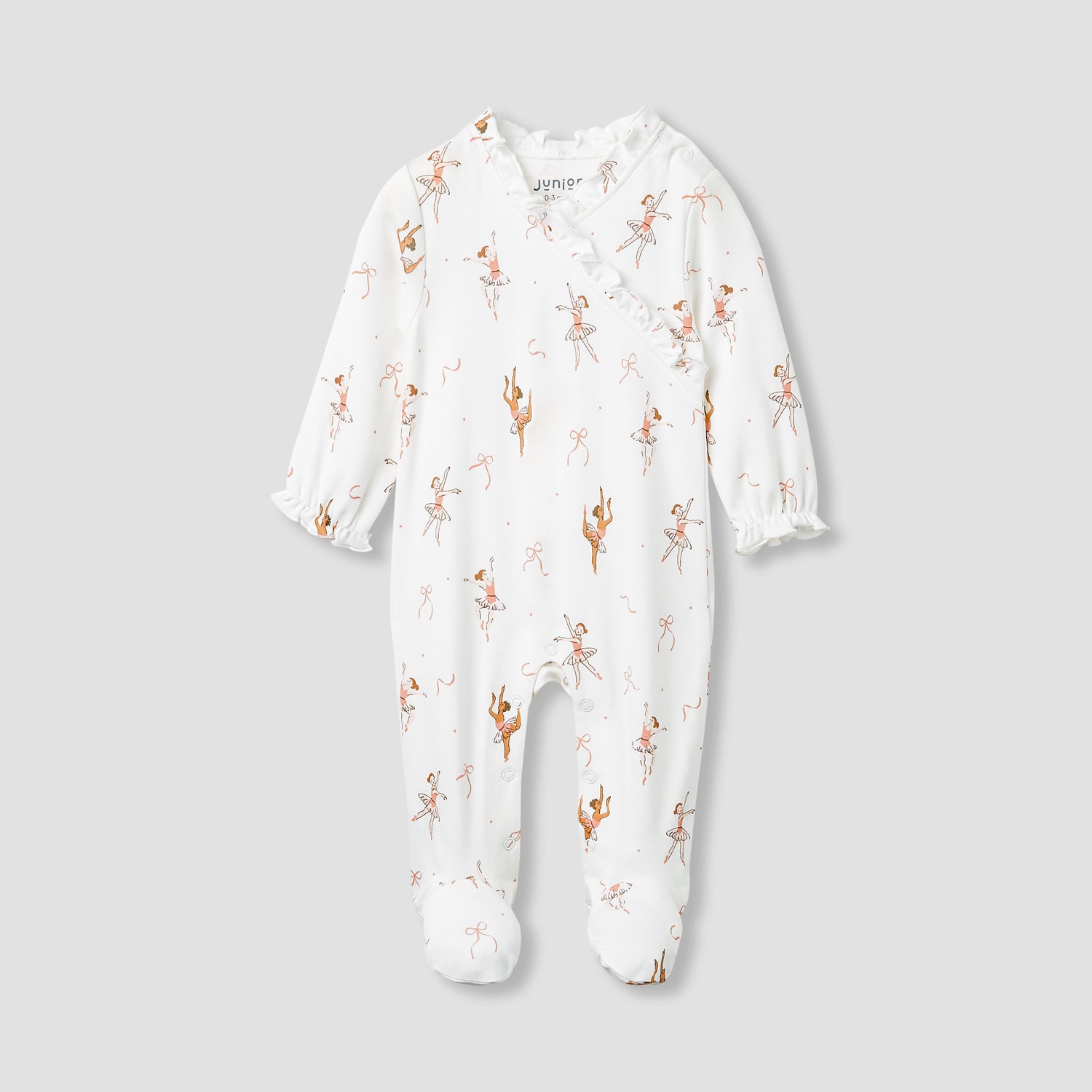 Juniors Ballerina Print Sleepsuit with Long Sleeves