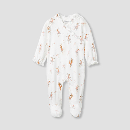 Juniors Ballerina Print Sleepsuit with Long Sleeves
